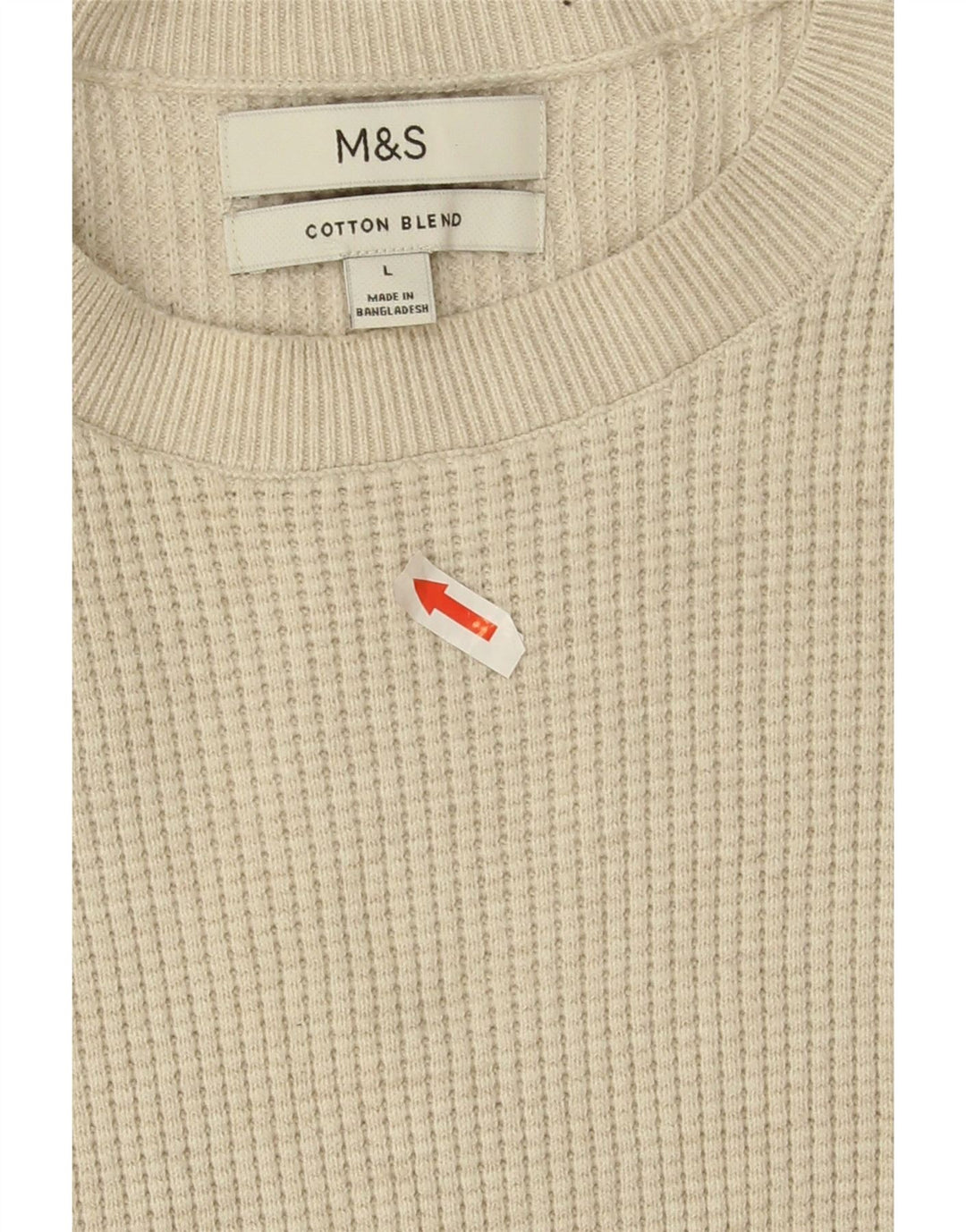 Marks & Spencer Męski sweter z okrągłym dekoltem, duży, beżowy poliester