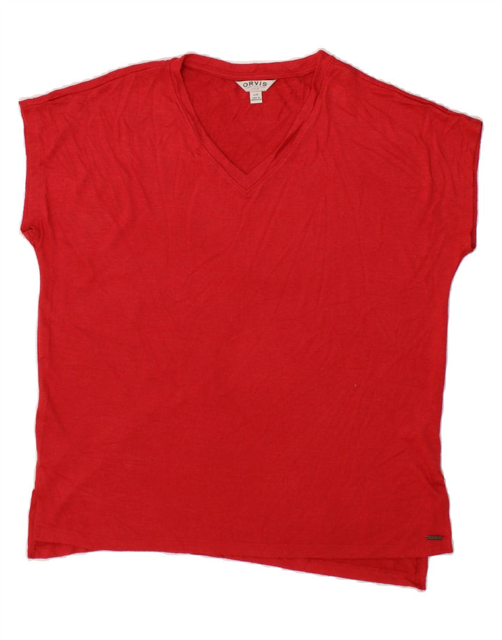 ORVIS Womens Loose Fit T-Shirt Top UK 16 Large Red Polyester Vintage Orvis and Second-Hand Orvis from Messina Hembry 