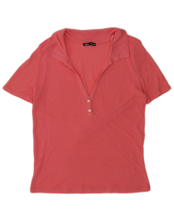 Tricou polo Zara pentru femei UK 14 Roz mediu