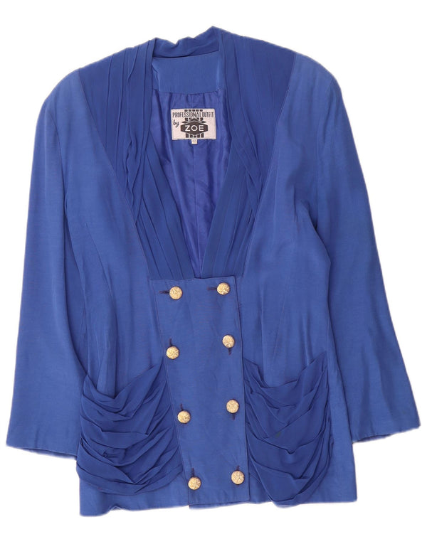 Zoe Womens Double Breasted Blazer Jacket IT 42 Medium Blue Viscose