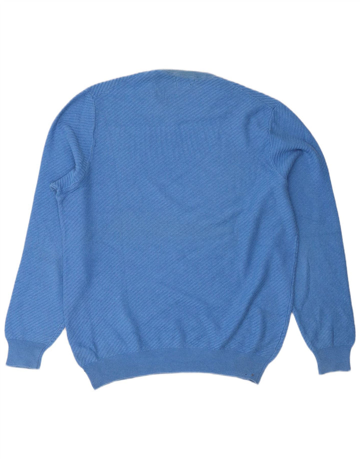 Massimo Dutti Mens Crew Neck Jumper Sweater XL Blue Cotton
