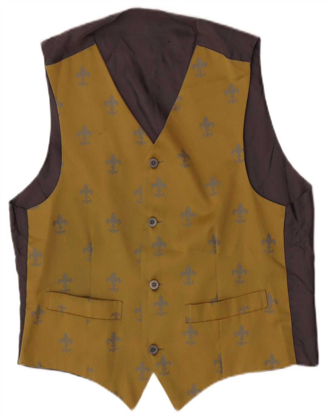 Vintage herre abstrakt mønster vest Medium gul Ikat