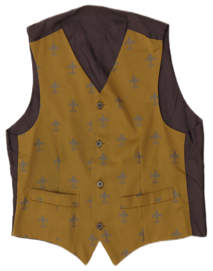 Vintage herre abstrakt mønster vest Medium gul Ikat
