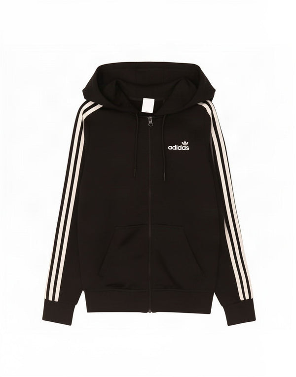 Adidas Damen Zip Hoodie Pullover UK 10 Small Schwarz Polyester