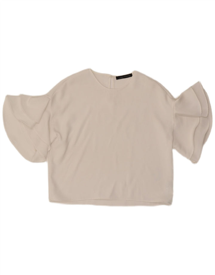 Zara Womens Batwing Oversized Blouse Top UK 10 Small White Polyester