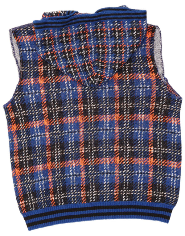 Benetton Damen-Tanktop mit Kapuze, UK 18, XL, blau kariert