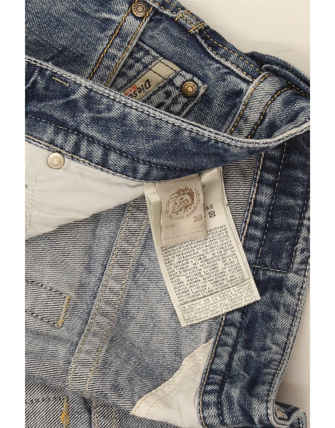 Diesel Mens Distressed Slim Jeans W30 L33 Blue Cotton
