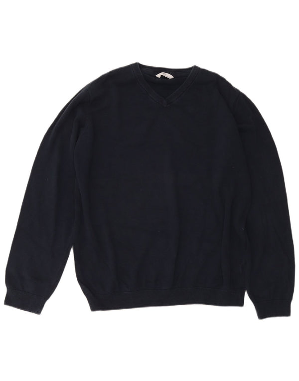Marks & Spencer Jungen-Pullover mit V-Ausschnitt, 15–16 Jahre, marineblaue Baumwolle