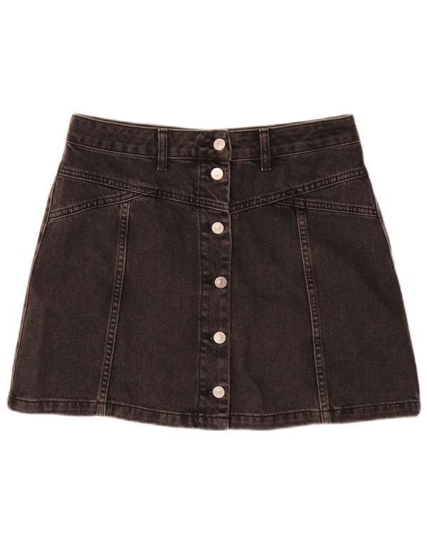 Moto Dame Mini Denim Nederdel UK 12 Medium W30 Sort Bomuld