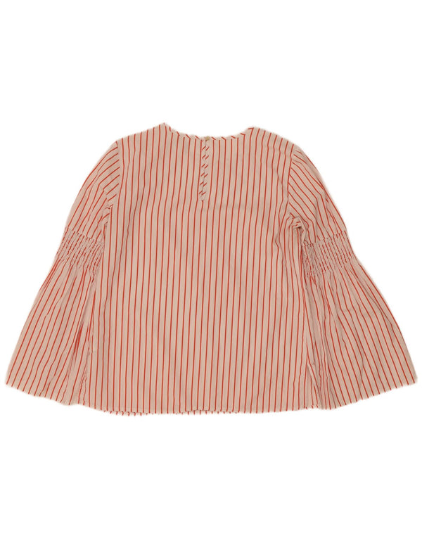 Michael Kors Womens Long Sleeve Blouse Top UK 10 Small Red Striped Cotton