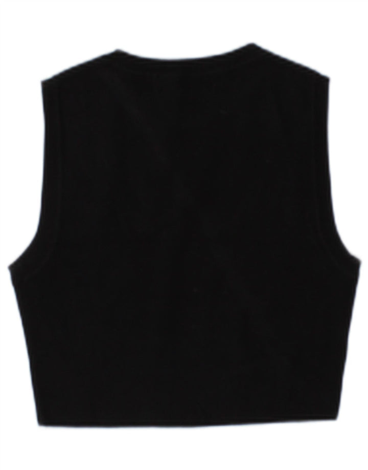 Zara Womens Crop Vest Top UK 14 Large Black Viscose