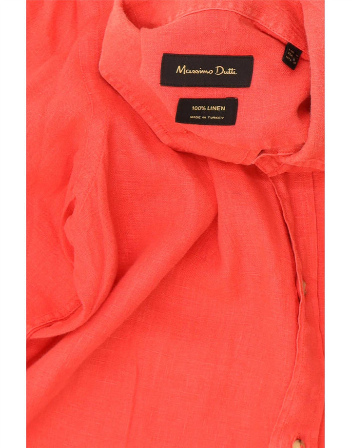 Camisa Massimo Dutti Hombre Mediana Lino Rojo