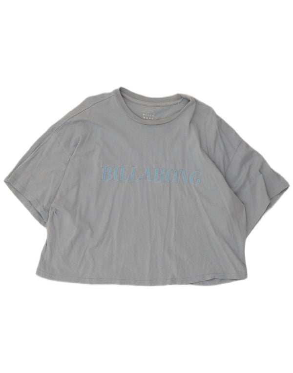 Billabong Dame Crop Grafisk T-Shirt Top UK 14 Medium Blue Cotton