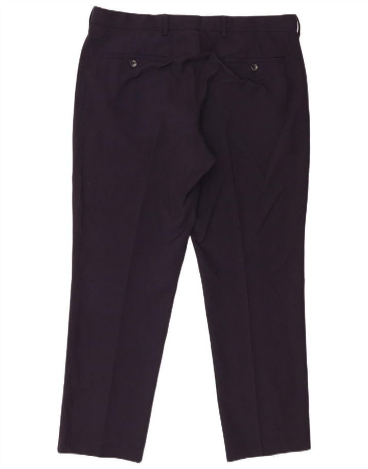 Marks & Spencer Mens Regular Fit Chino Trousers W36 L29 Navy Blue Polyester