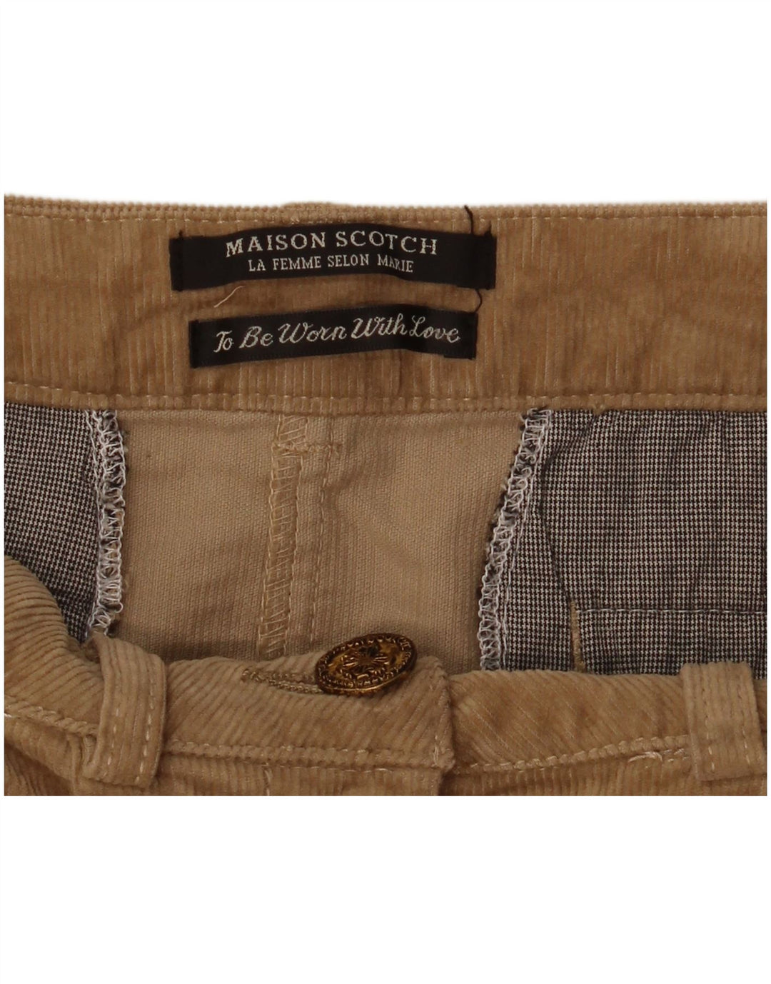 Maison Scotch Womens Corduroy Mini Skirt W34 Large Brown