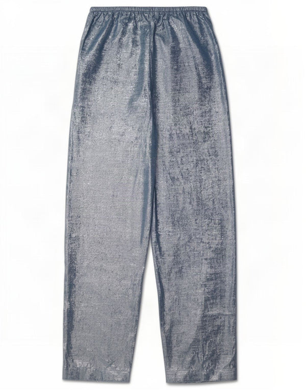 Zara Calça feminina cintura alta solta XS W24 L31 azul poliéster