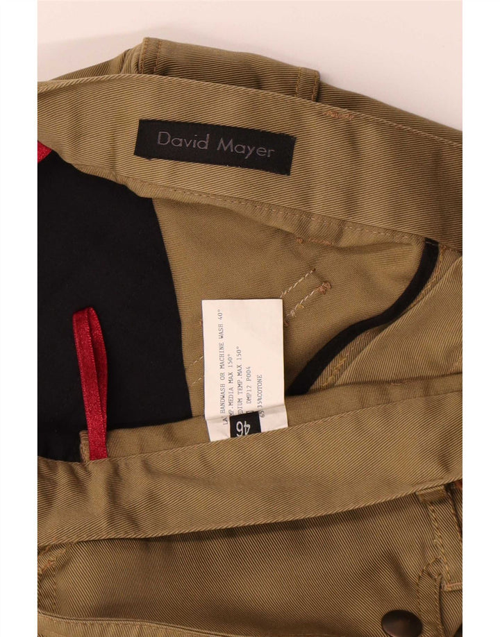 Calça cargo feminina David Mayer Bootcut IT 46 grande W31 L29 cáqui