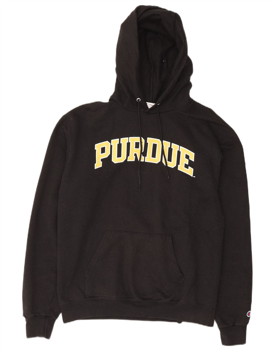Champion Mens Purdue Graphic Hoodie Jumper Medium Black Cotton