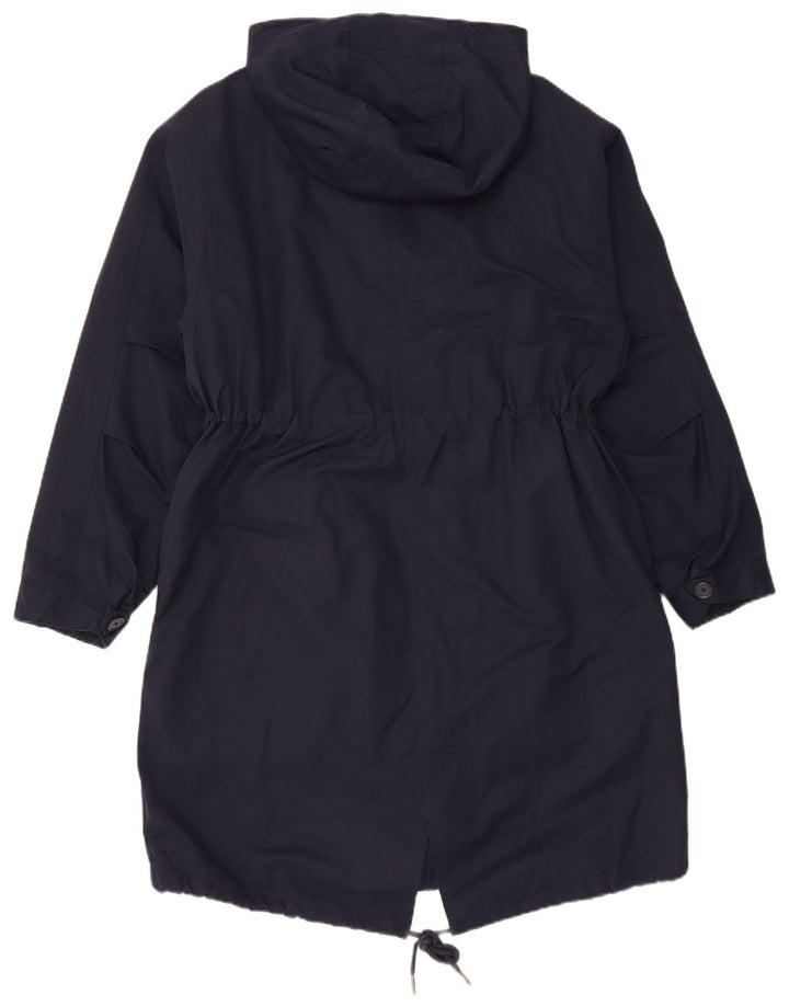 Marks & Spencer Womens Hooded Parka Jacket UK 12 Medium Navy Blue Polyester