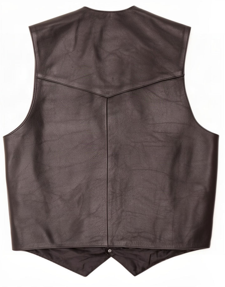 gilet en cuir homme vintage 2XL Noir