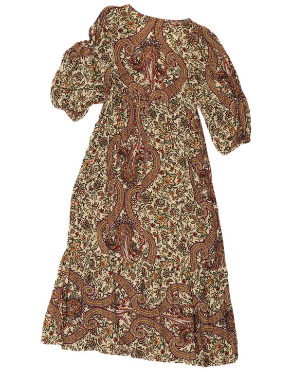 Damska sukienka maxi z rękawem 3/4 Zara UK 10, mała, wielokolorowa paisley