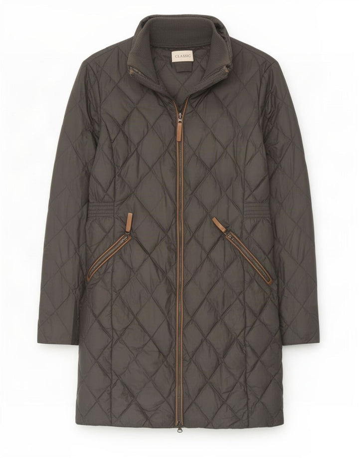 Sobretudo acolchoado feminino Marks & Spencer UK 12 poliamida cinza médio