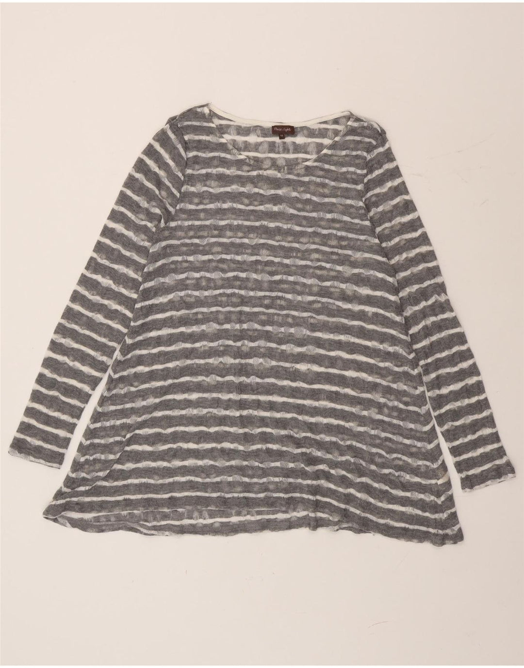 Phase Eight Womens Long Sleeve Tunic Top UK 14 Medium Grey Striped
