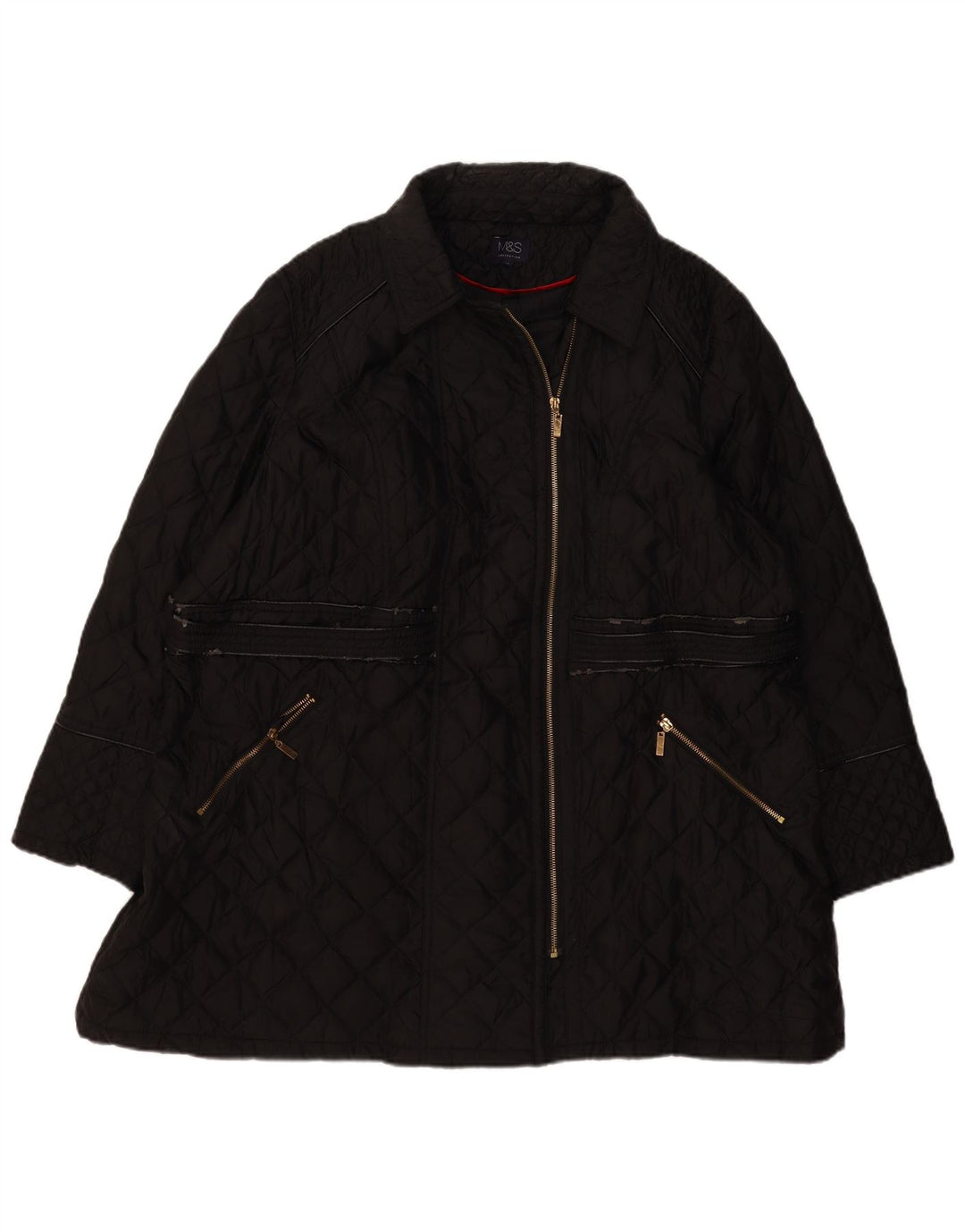 Marks & Spencer Womens Quilted Jacket UK 26 XL Black Polyester