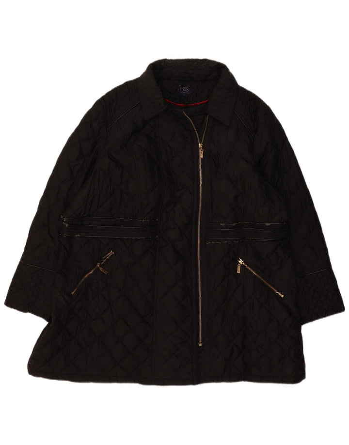 Marks & Spencer Womens Quilted Jacket UK 26 XL Black Polyester