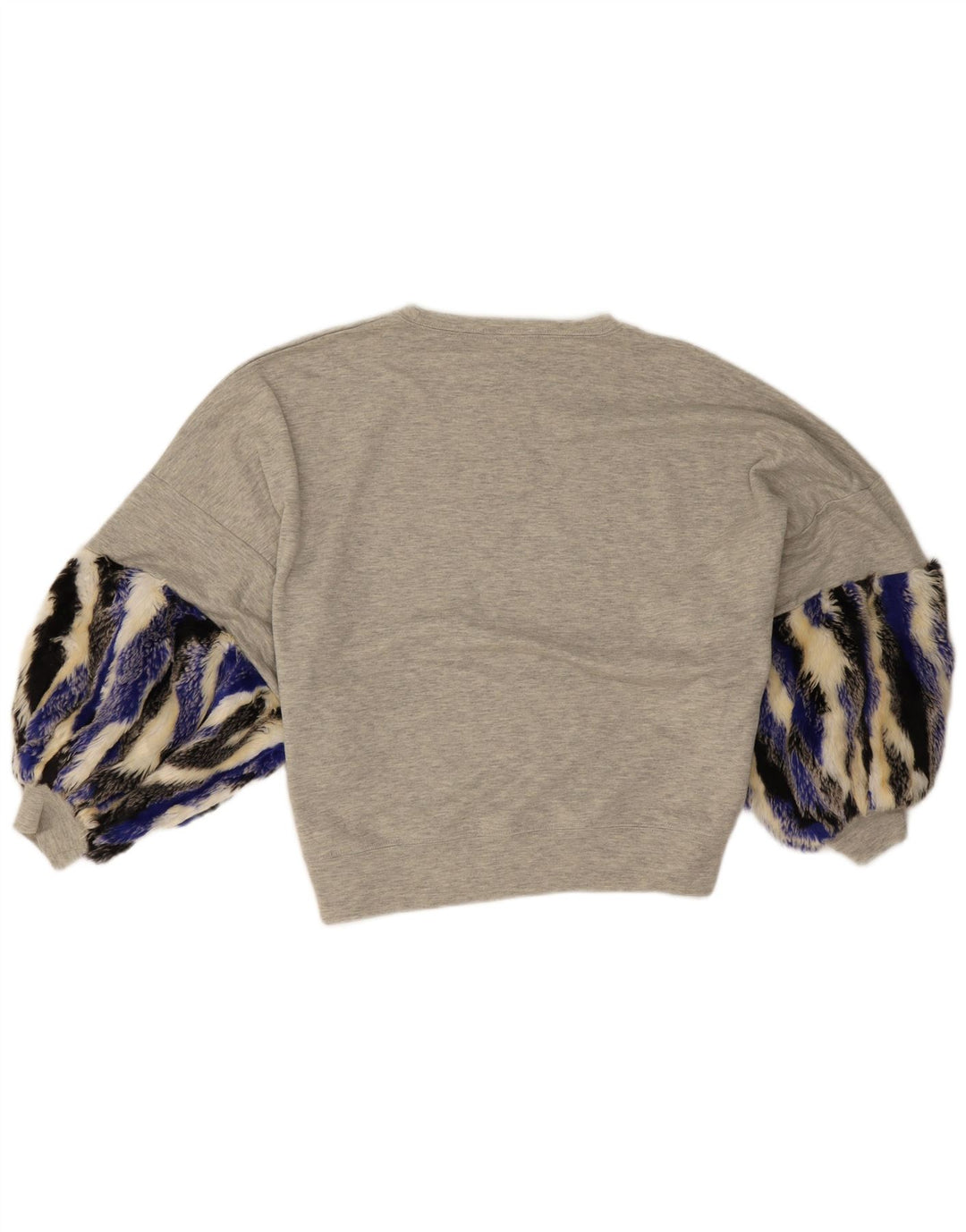 Zara Womens Oversized Top 3/4 Sleeve UK 10 Small Grey Colourblock Polyester