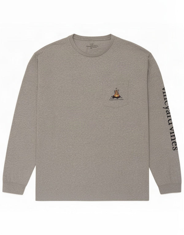 Vineyard Vines Mens Graphic Top Long Sleeve 2XL Grey Flecked Cotton
