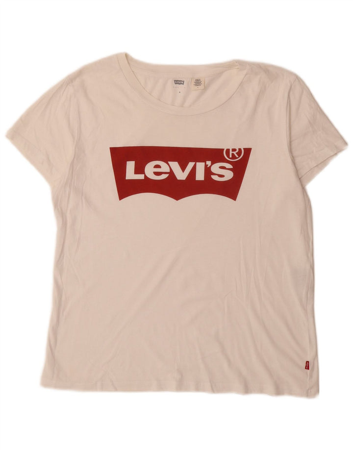 Levi's Womens Graphic T-Shirt Top UK 14 Medium White