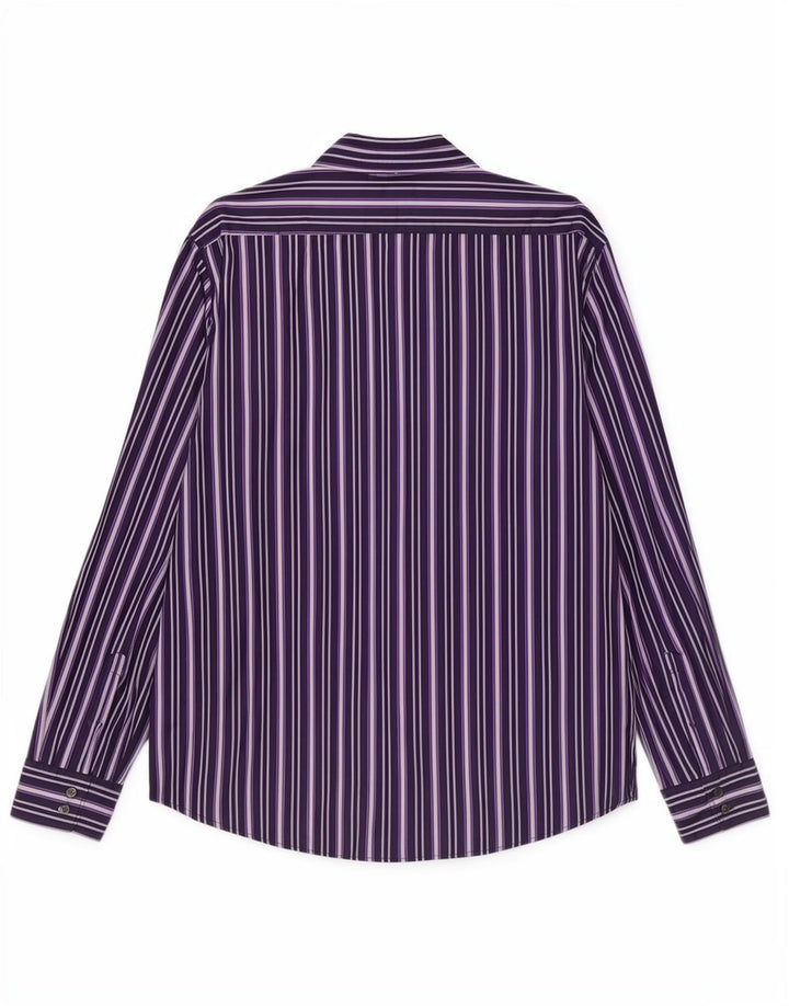 Hugo Boss Mens Shirt Large Purple Striped Cotton
