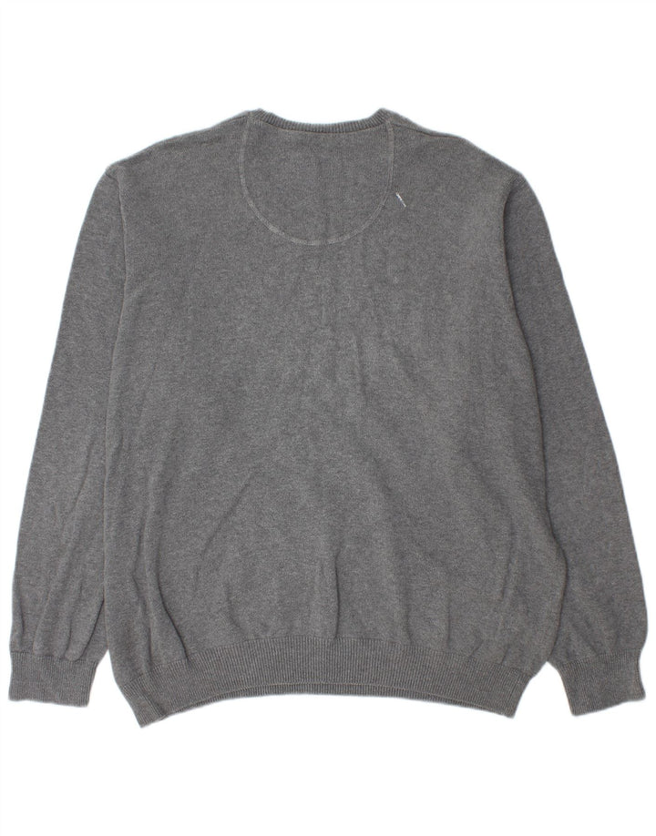 Marks & Spencer Mens Blue Harbour V-Neck Jumper Sweater 2XL Grey Cotton
