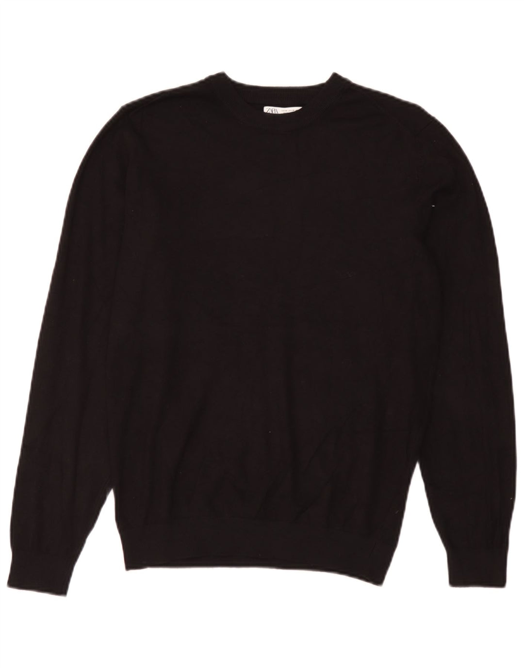 Zara Womens Crew Neck Jumper Sweater UK 14 Medium Black Viscose