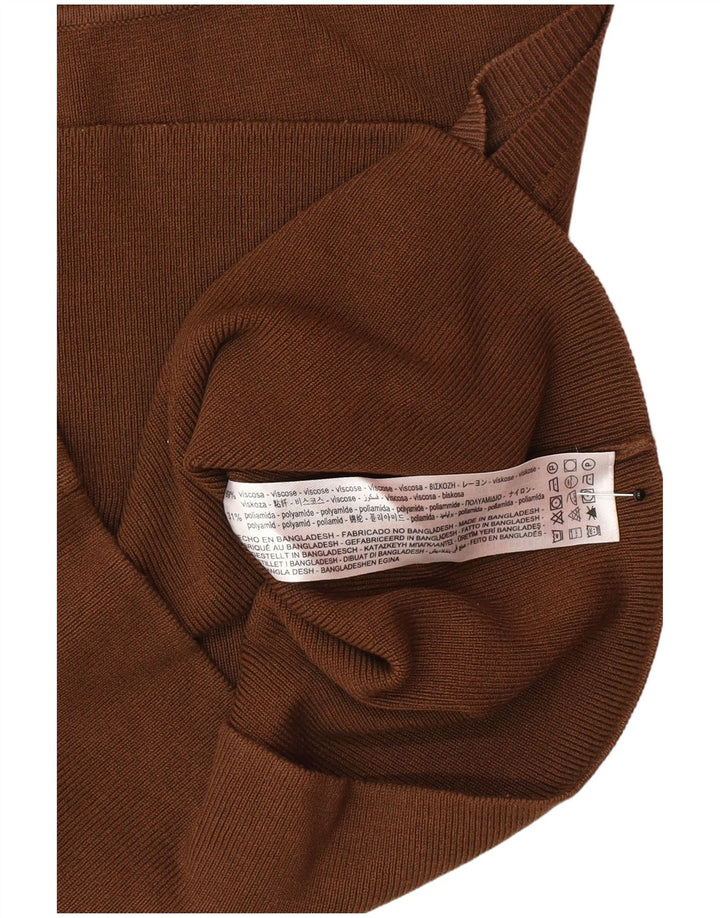 Zara Dame Ærmeløs Crop Top UK 12 Medium Brun Viscose