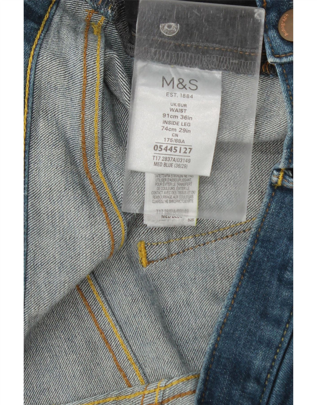 Marks & Spencer Mens Autograph Straight Jeans W36 L27 Blue Cotton