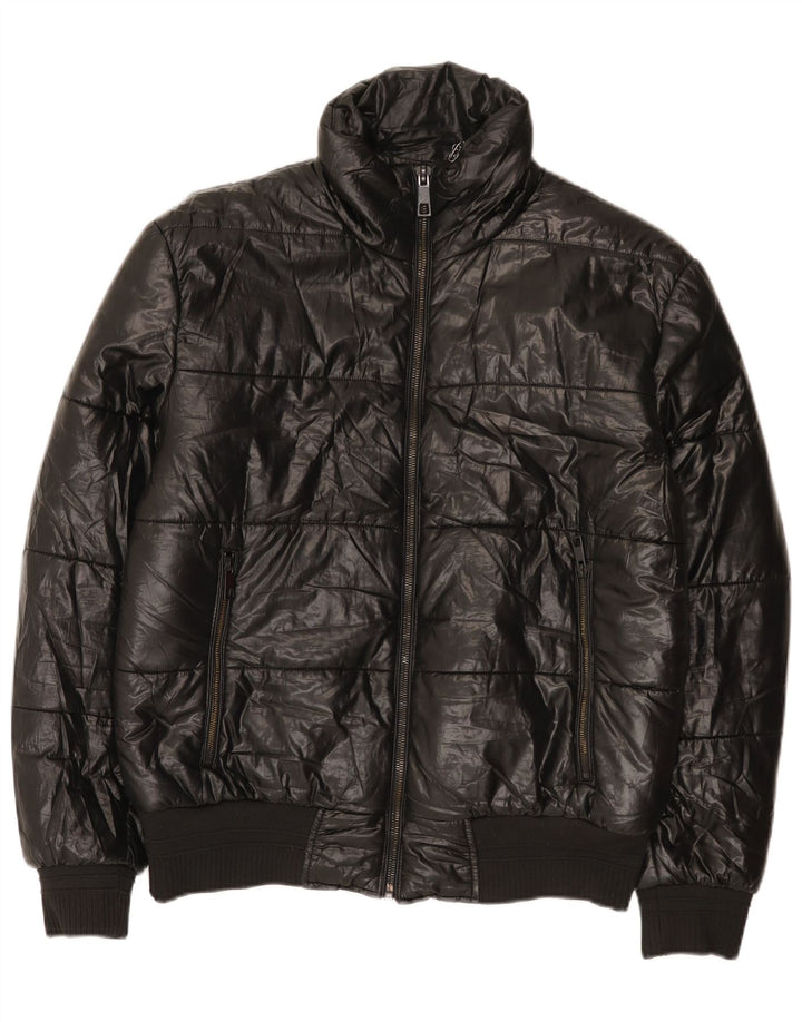 Jaqueta acolchoada masculina Zara UK 40 grande poliéster preto