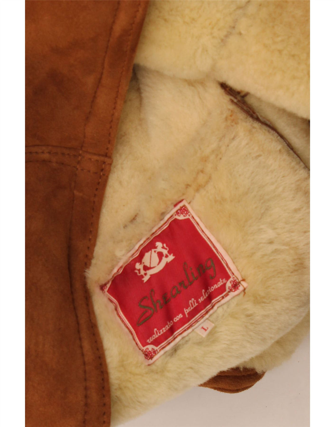 Vintage Mens Shearling Jacket UK 40 Large Brown Shearling