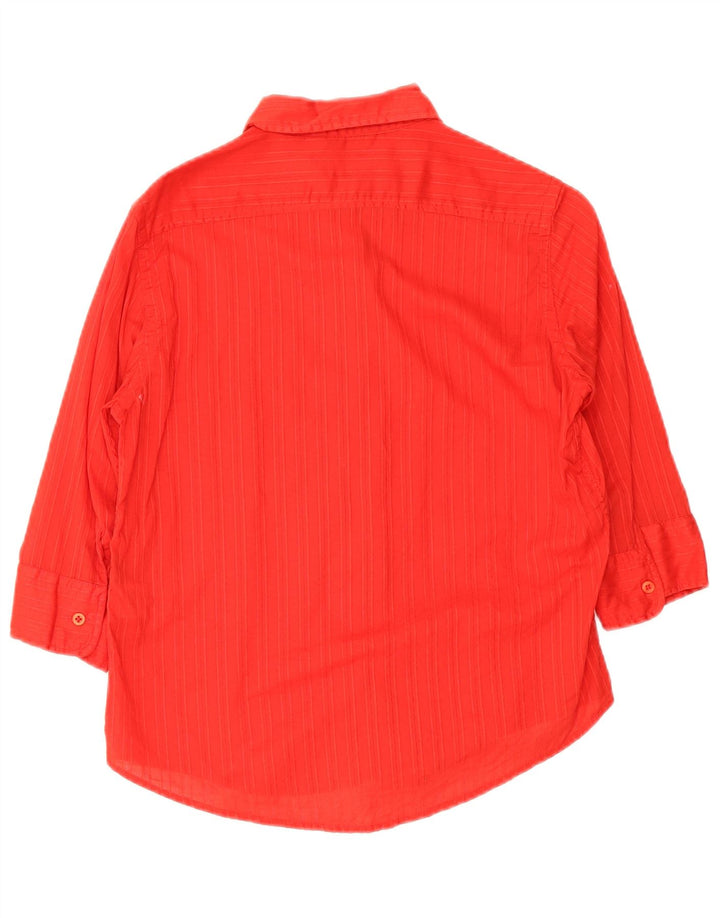 Woolrich Womens 3/4 Sleeve Shirt UK 14 Medium Red Cotton
