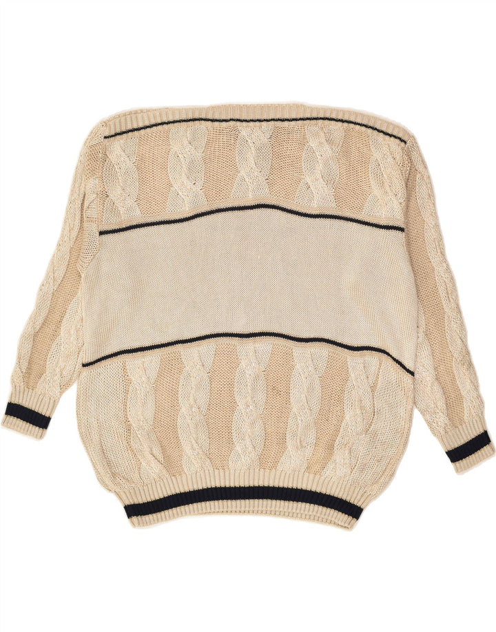 VINTAGE Womens Graphic Crew Neck Jumper Sweater EU 44 XL Beige Colourblock | Vintage Vintage | Thrift | Second-Hand Vintage | Used Clothing | Messina Hembry 