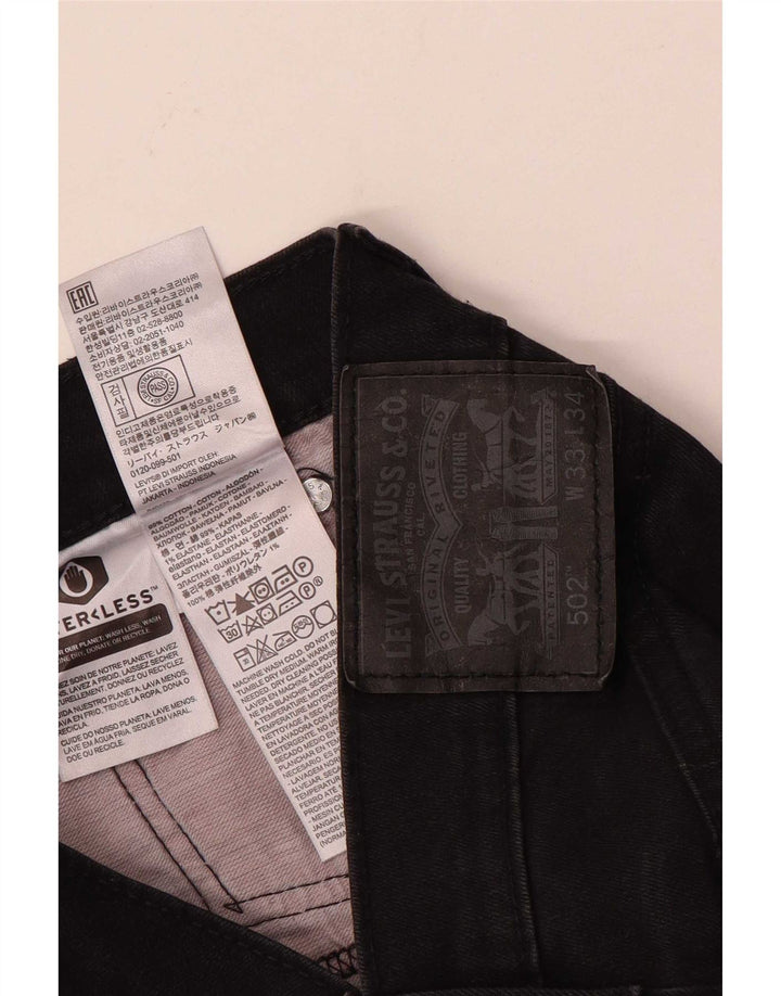 Levi's Mens 502 Tapered Jeans W33 L34 Black Cotton
