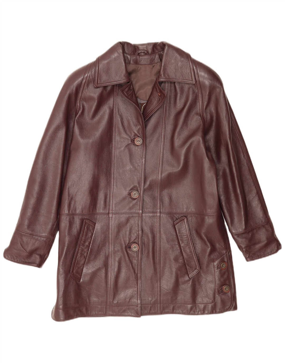 Abrigo de cuero vintage para mujer IT 44 Marrón medio