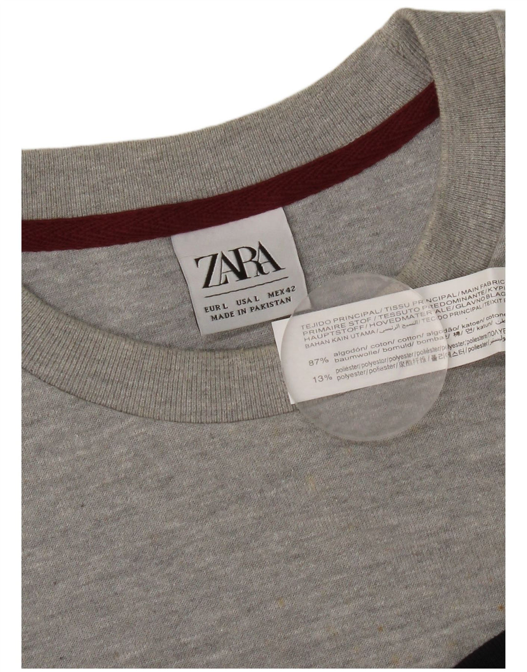 Felpa Zara da uomo maglione grande in cotone color block grigio