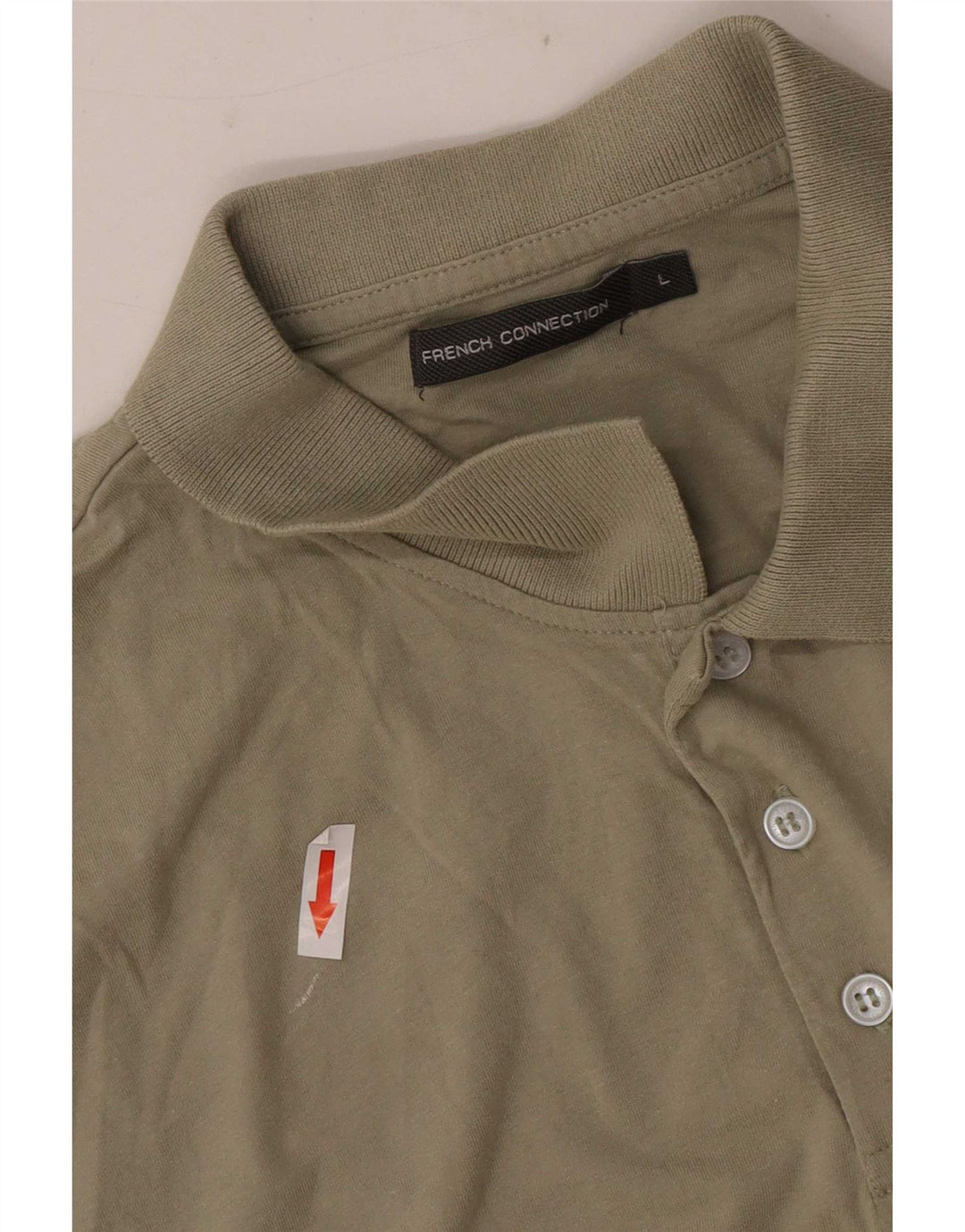 French Connection Mens Polo Shirt Large Khaki Cotton