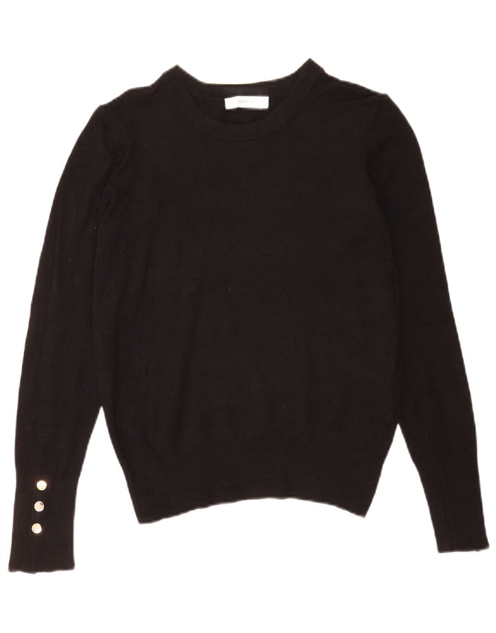 Zara Womens Boat Neck Jumper Sweater UK 12 Medium Black