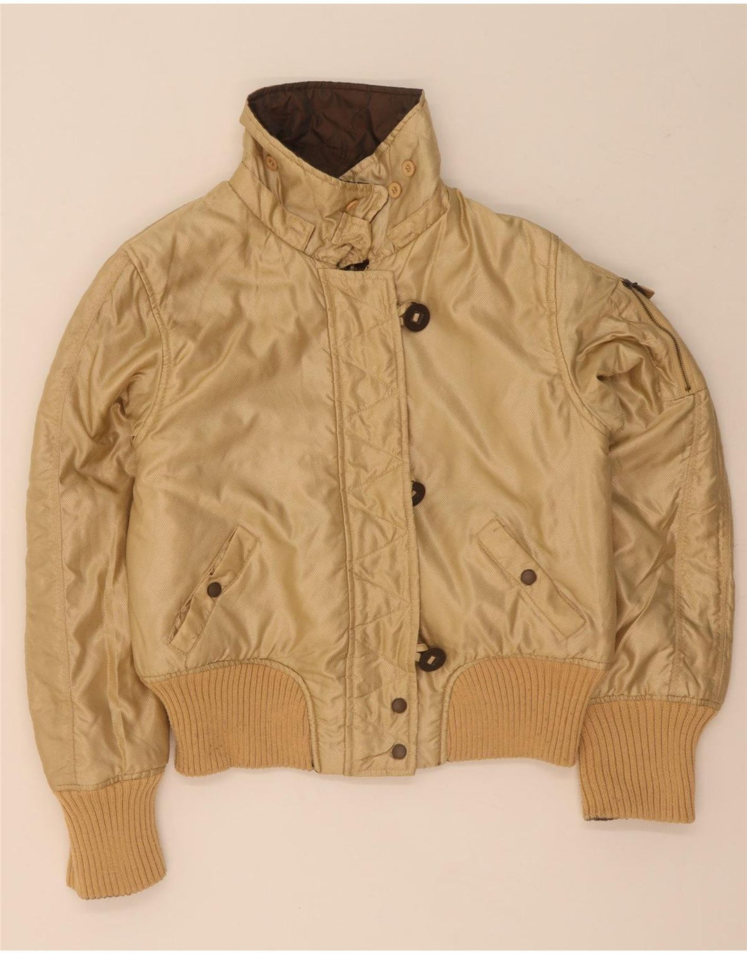 Vintage Womens Reversible Padded Jacket EU 42 Large Brown Polyester