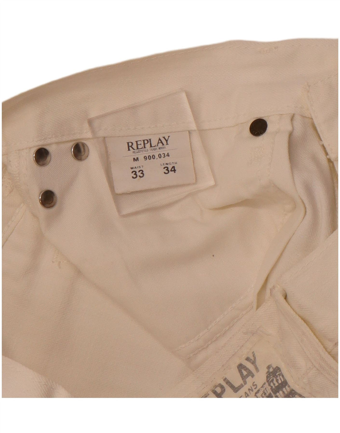 REPLAY Dame Straight Jeans W33 L28 Off White Bomuld