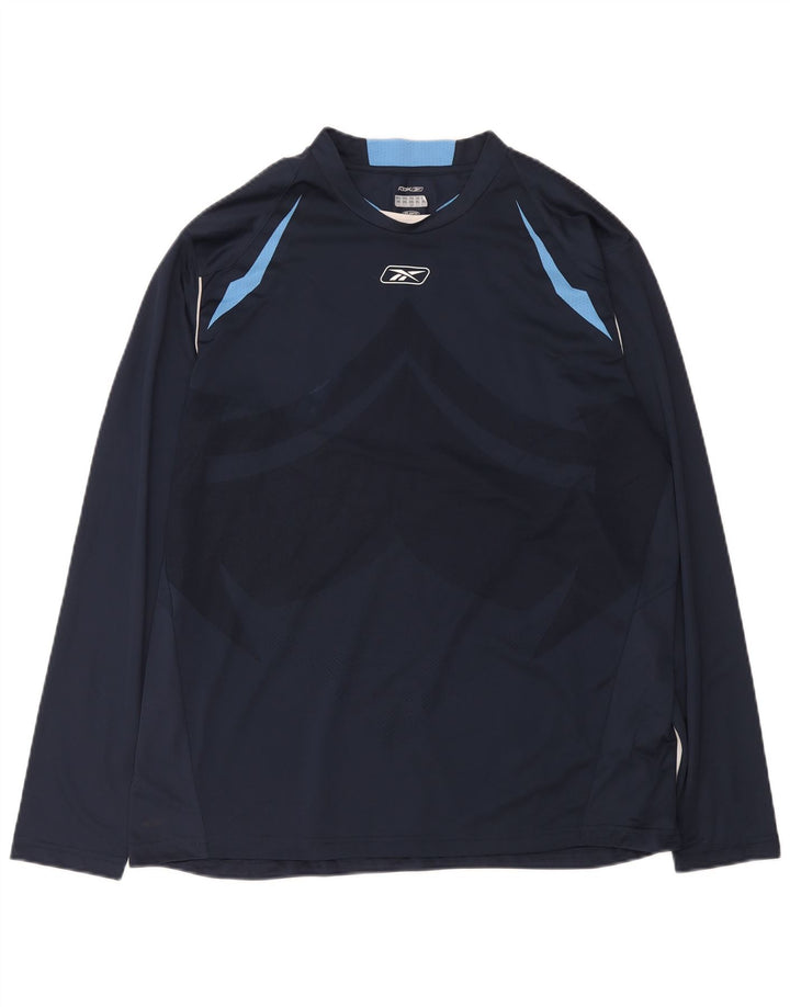 Reebok Mens Top Long Sleeve XL Navy Blue Colourblock Polyester