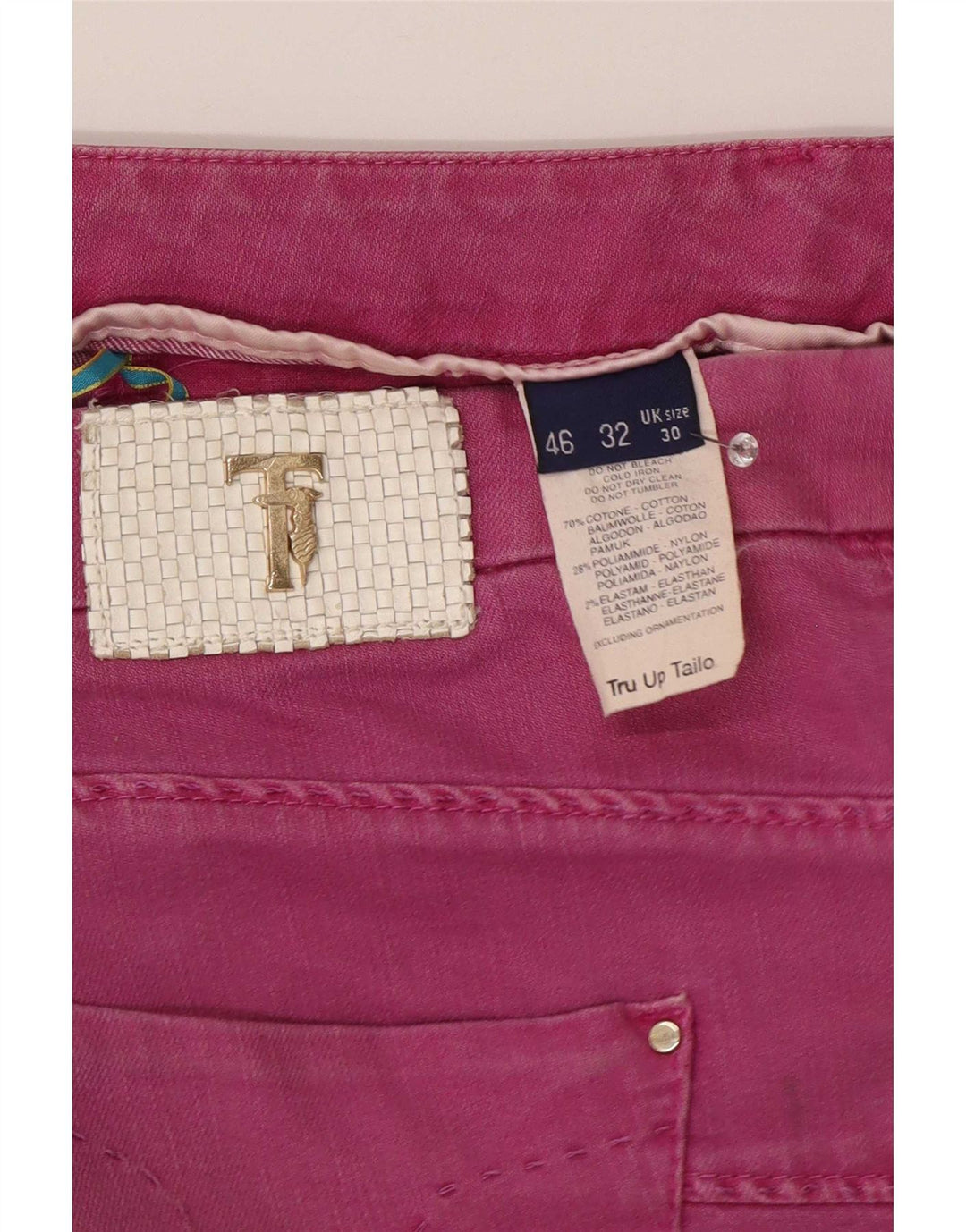 Trussardi Womens Straight Jeans W30 L30 Pink Cotton